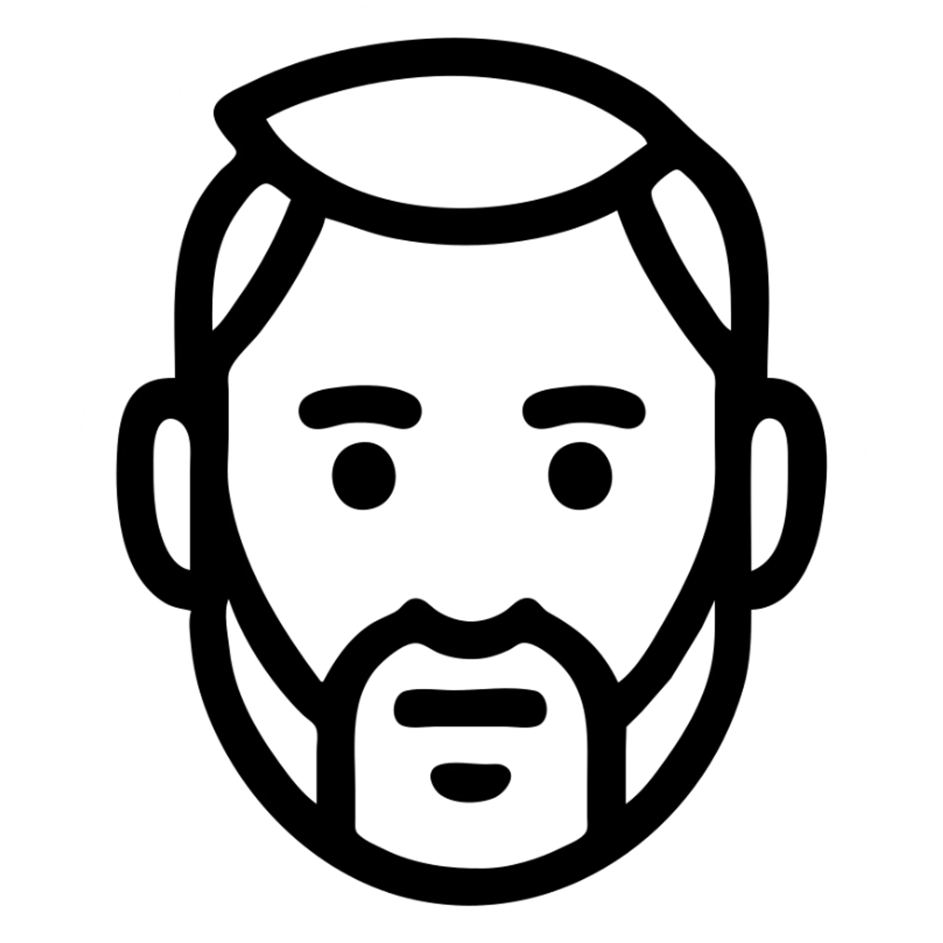 highly abstract Messi face icon, Airbnb category style, only essential shapes, very thick lines, no text sticker
