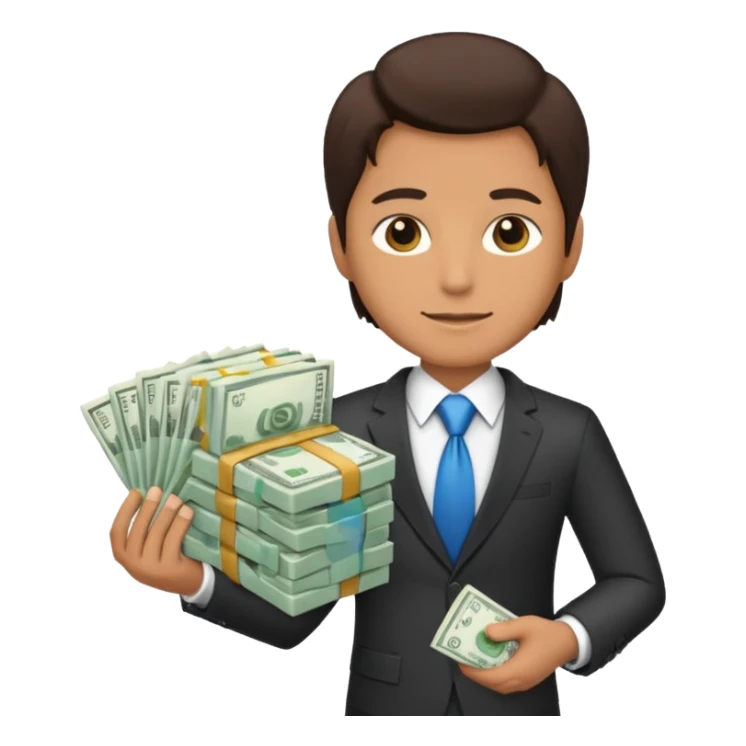 CEO with money in his hands donating to a hospital sticker