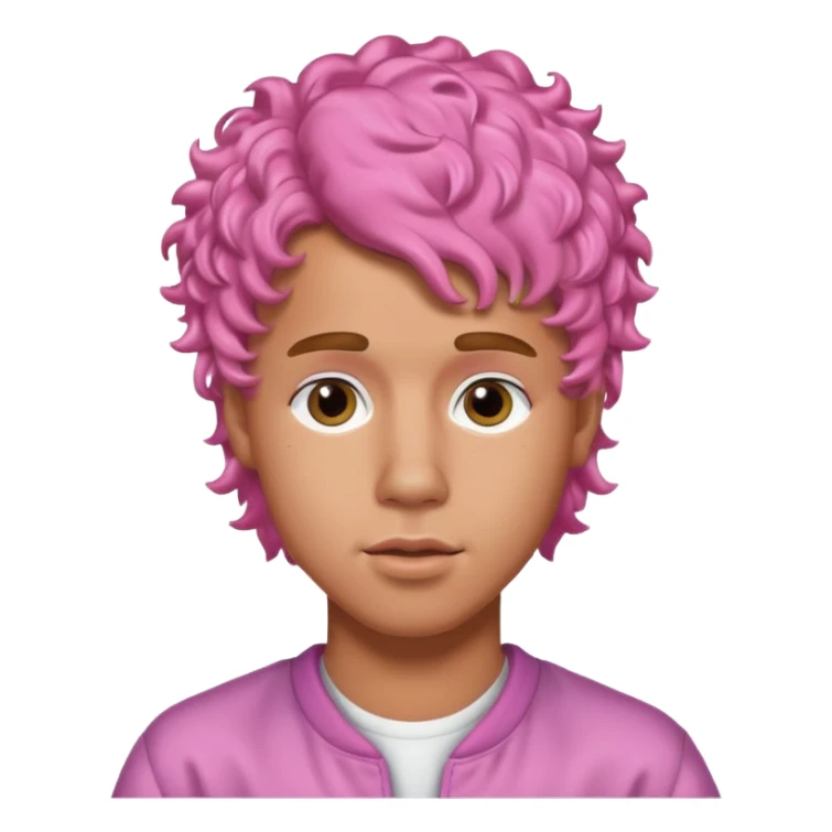 justin bieber with pink curly hair sticker