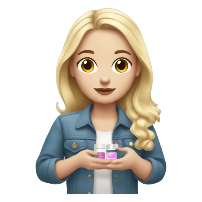 one white girl holding cosmetics in her hands sticker
