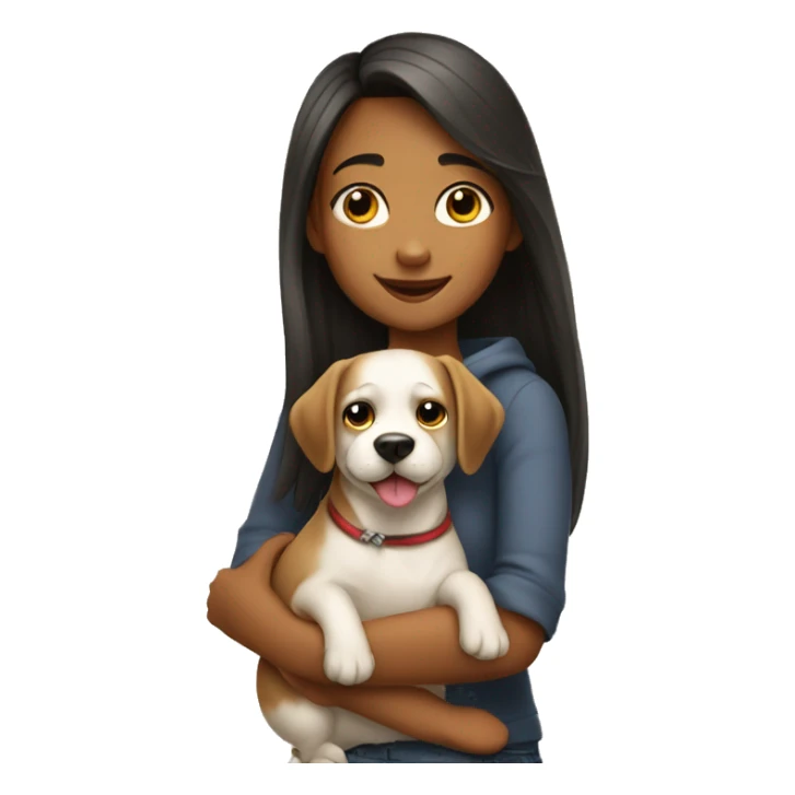 a beautiful girl hug a dog sticker