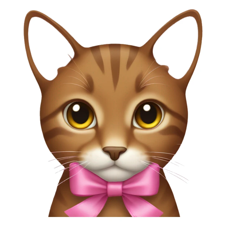   brown cat wearing pink ribbon bow sticker
