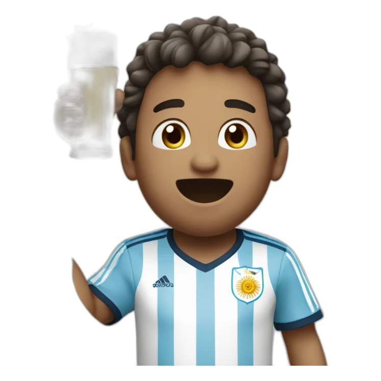 man in argentina soccer uniform standing up cheering and drinking mate sticker