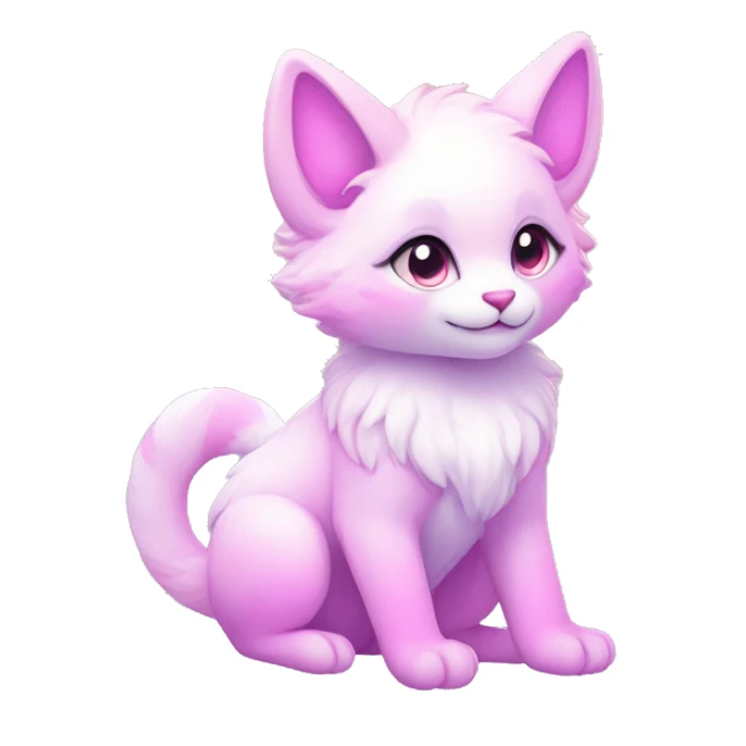 Kawaii colorful bright light pastel lilac-pink-white-gradient fantasy ethereal anthro fursona animal creature sticker
