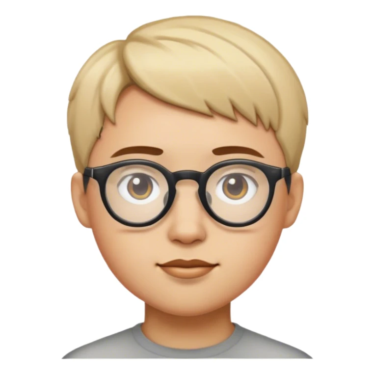 round face short hair & glasses sticker