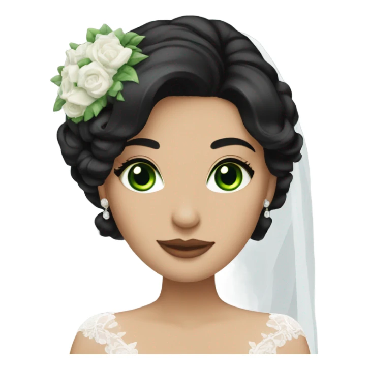 Beautiful bride with black hair green eyes  sticker