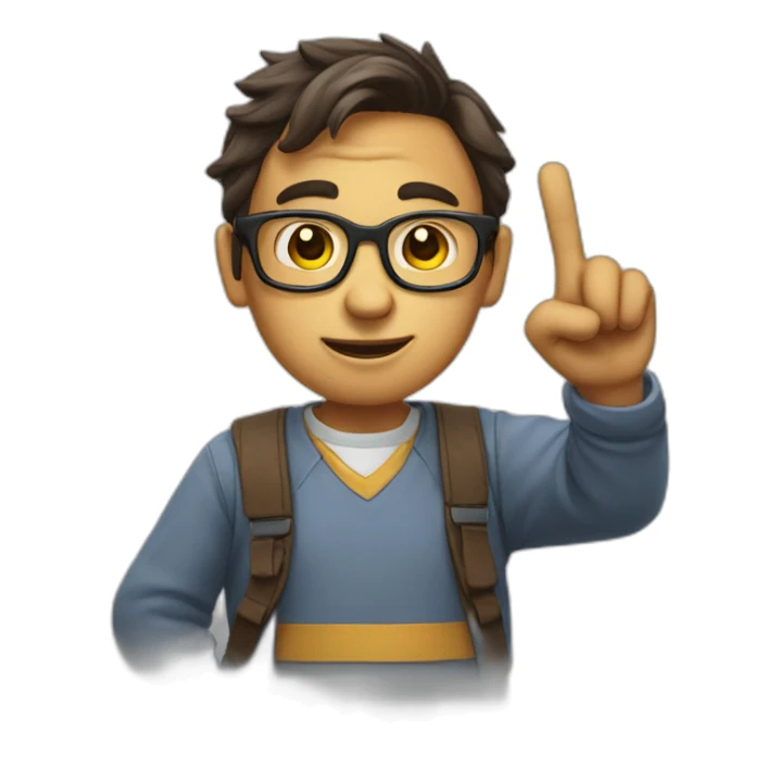 nerd raising his finger to say something nerdy sticker