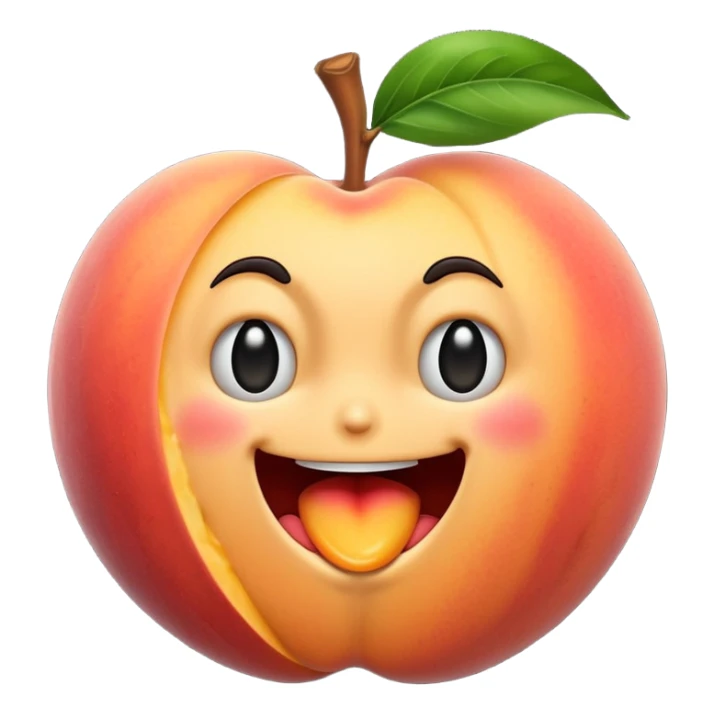 stylized emoji where a peach is split open to reveal a shaking face inside, showing both the fruit and the trembling expression sticker