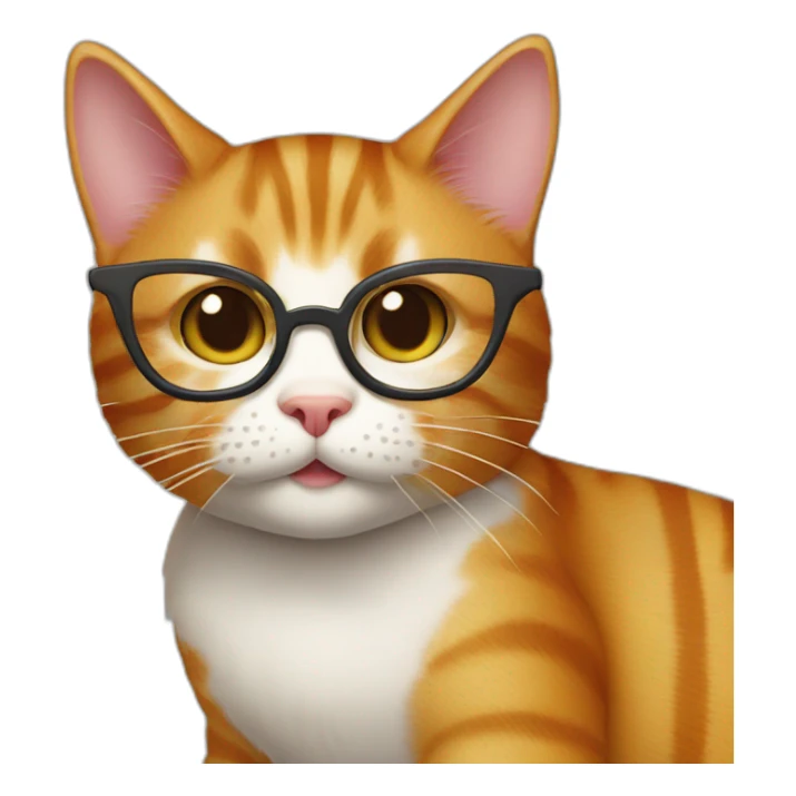 Ginger striped cat with nerd glasses and finger pointed up sticker