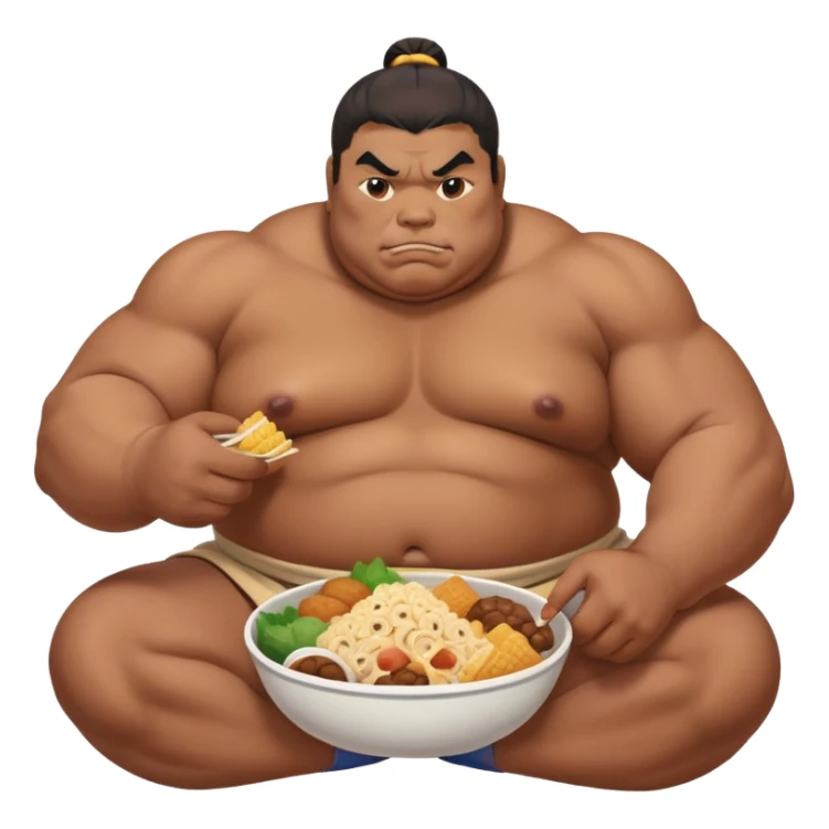 Sumo Wrester eating lots of food  sticker