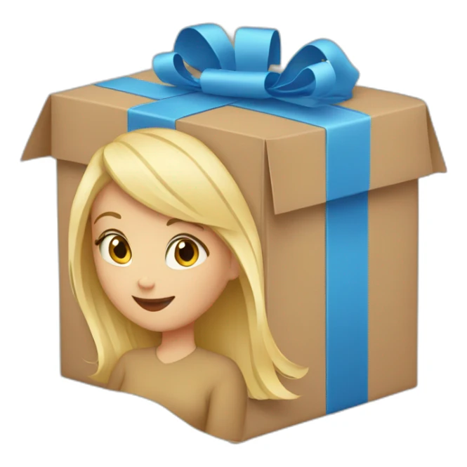 Blond girl holding a delivery box sticker