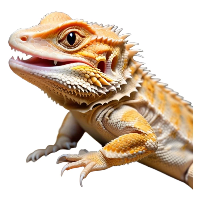 Cinematic Cute Yawning Bearded Dragon Portrait Emoji, Head tilted slightly with a dramatic, wide-open yawn, showcasing a soft, textured scaled hide with its spiky beard partially drooped and eyes barely open in drowsy contentment, Simplified yet irresistibly adorable features, highly detailed, glowing with a soft, cozy glow, high shine, relaxed yet expressive, stylized with a touch of reptilian whimsy, bright and endearing, soft glowing outline, capturing the essence of a sleepy yet affectionate dragon, so drowsy it feels like it could stretch out of the screen and curl up for a nap! sticker