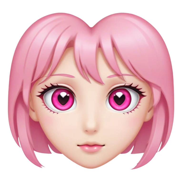 pink shojo anime eyes with heart shaped pupils sticker