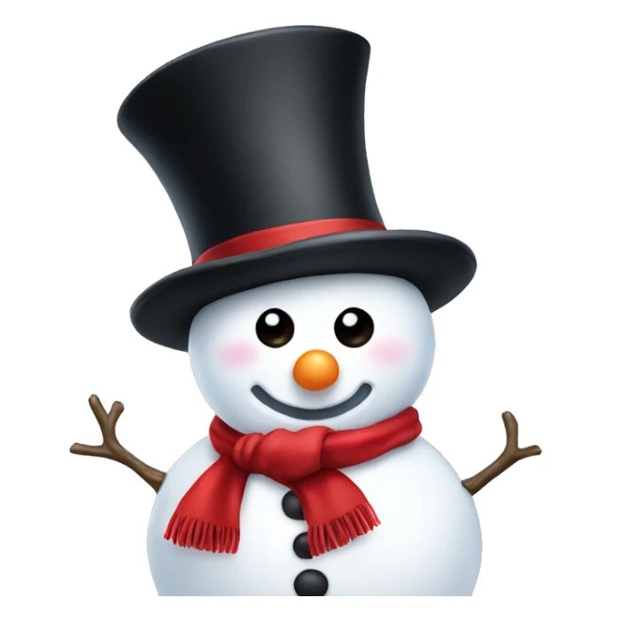 cute white snowman with a red scarf and a black top hat sticker