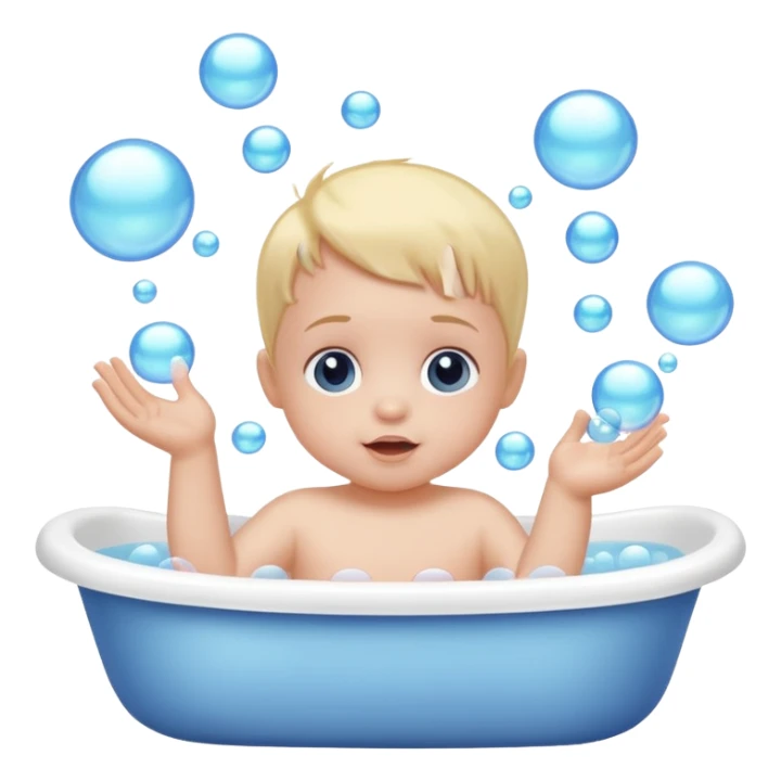 baby with bubbles in a bathtub sticker