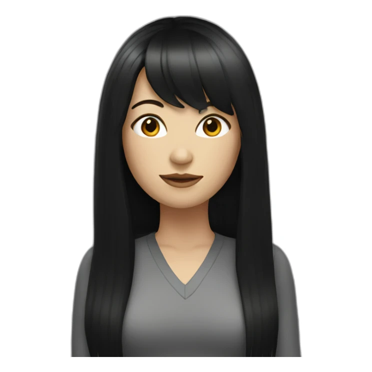 white women with long black hair with fringe sticker