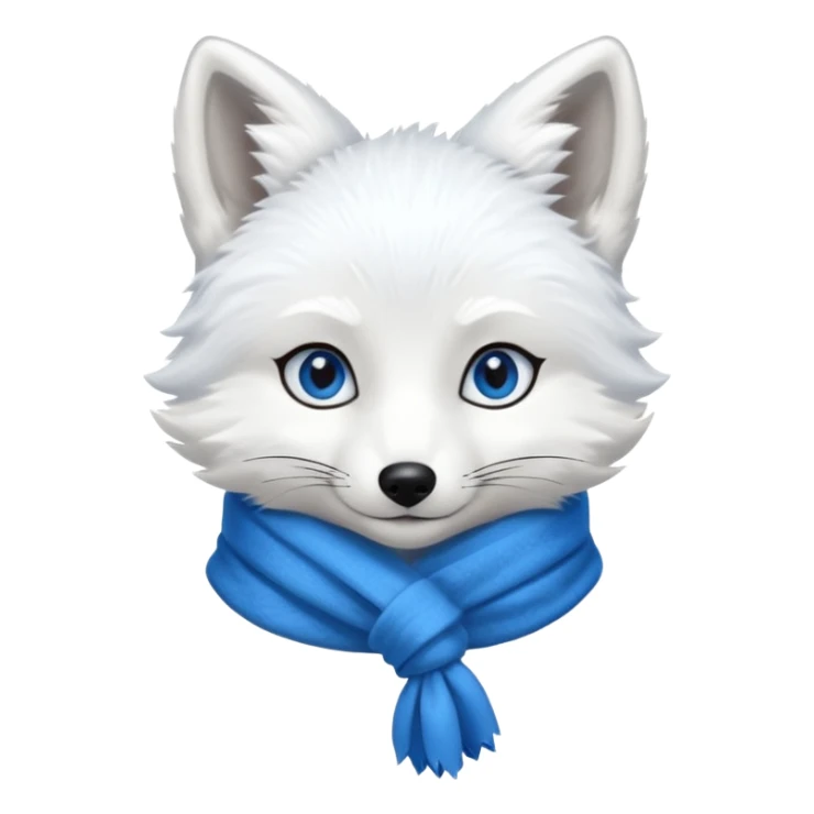 a white fox with blue eyes wearing a blue scarf sticker