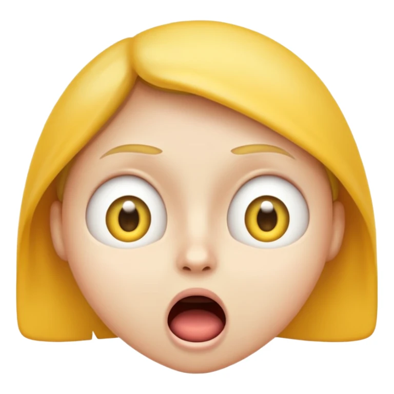 surprised face emoji, yellow face, startled look, wide open eyes, mouth agape, no text sticker