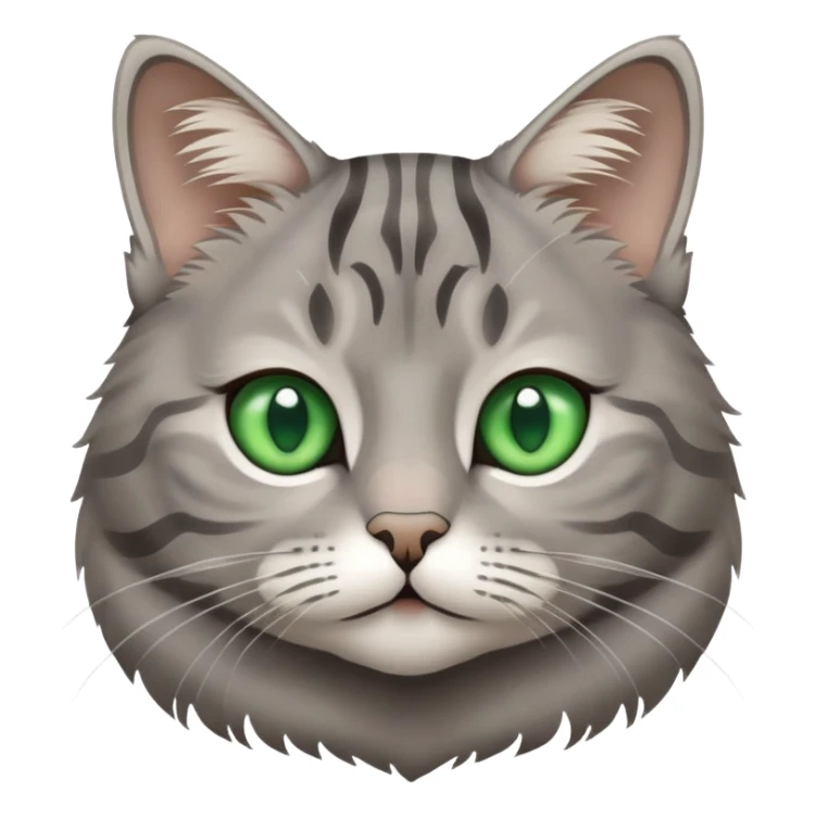 grey tabby cat with lines, small close-set green eyes sticker