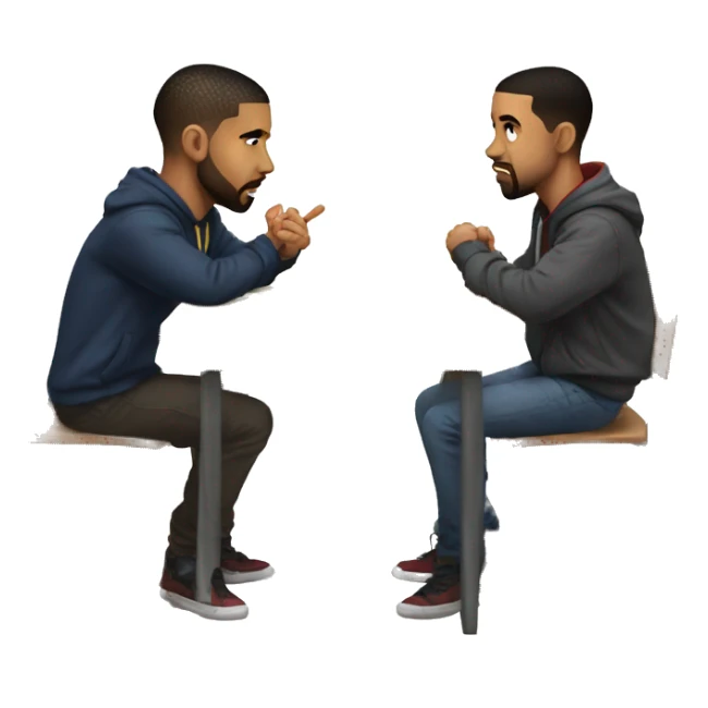 Kendrick and drake in school lunch table angry each other sticker
