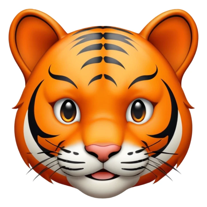 trolling tiger face with mischievous grin for Twitch emote sticker