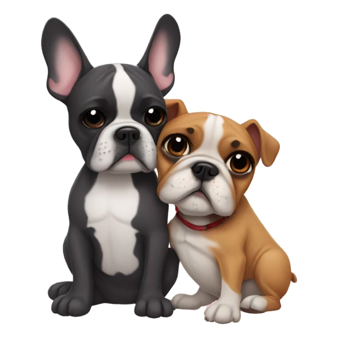French bulldog and boxer dog hugging  sticker