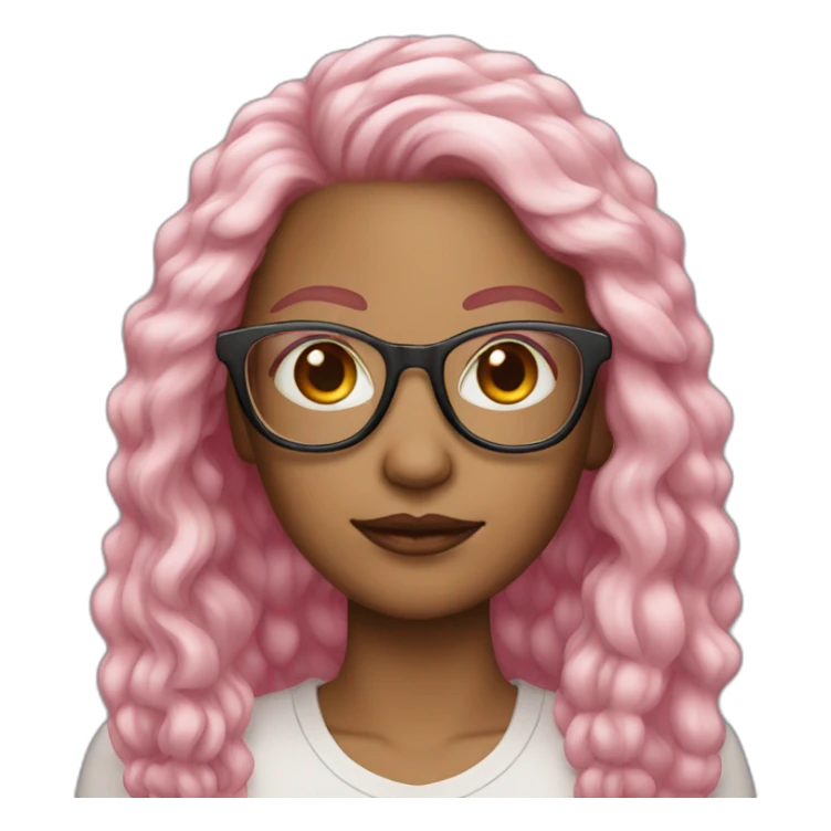 woman light skin long pink hair square glasses sticker