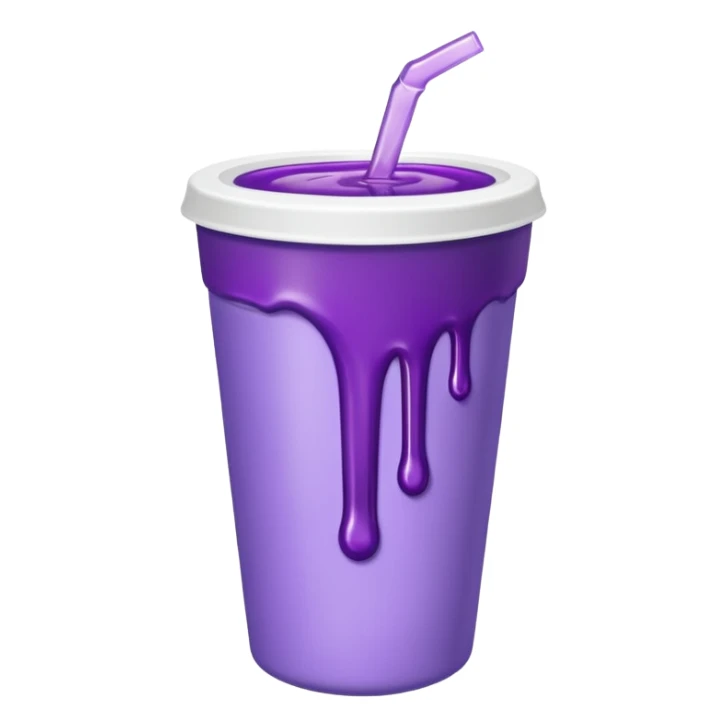 sytrofoam cup with a thick purple liquid dripping sticker