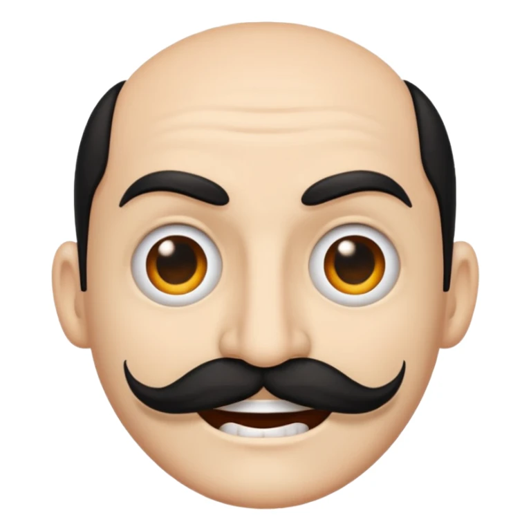 Create a Chinese smile emoji. Use the regular smile emoji and update its looks accordingly. the smile should contain an evil smile with a long Chinese like mustache sticker