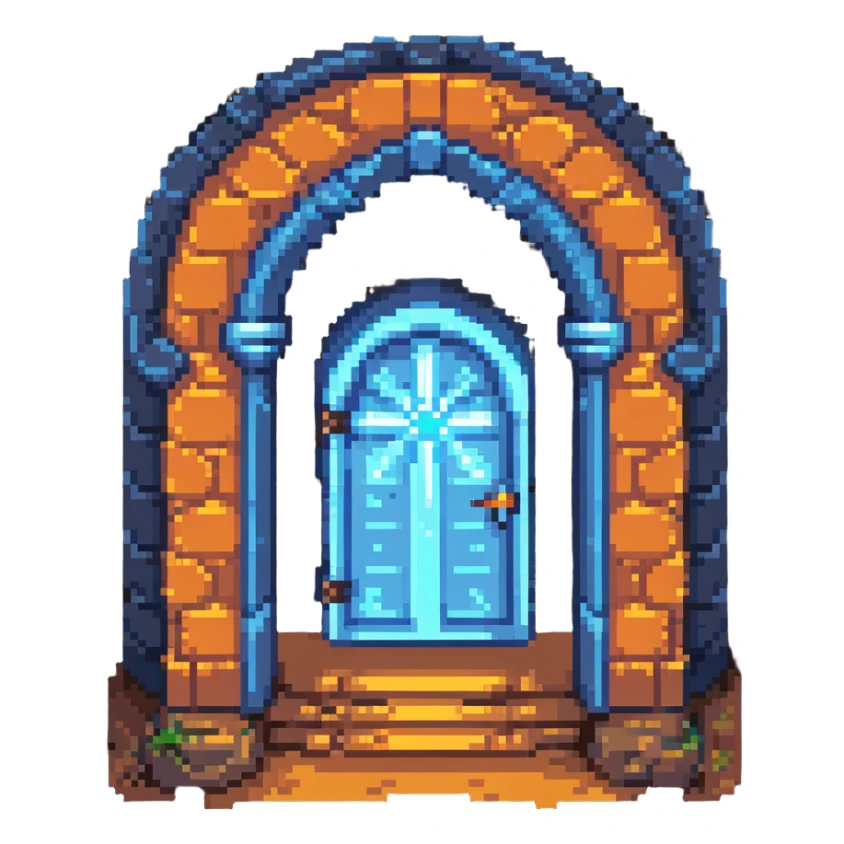 Blue dungeon gate from Solo Leveling, glowing mystical portal sticker