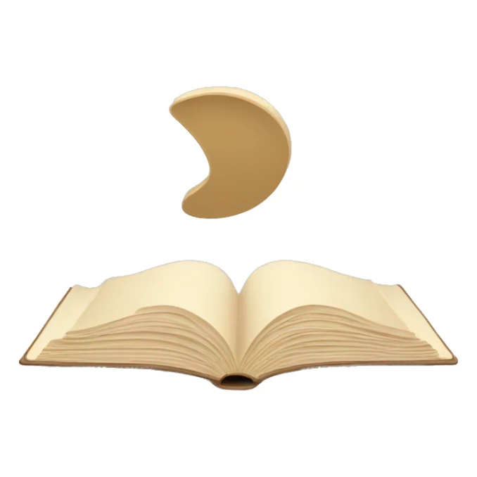 An open, hardcover book, depicted with a beige cover. Commonly used for various content concerning reading, writing, learning, and schooling. sticker
