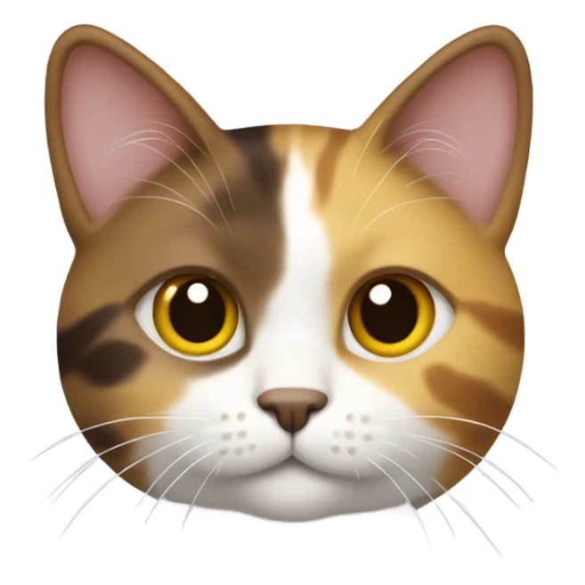 3-color small cat, brown-white-yellow sticker