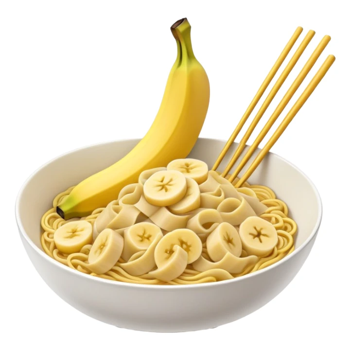 a open banana inside of a bowl of noodle  sticker
