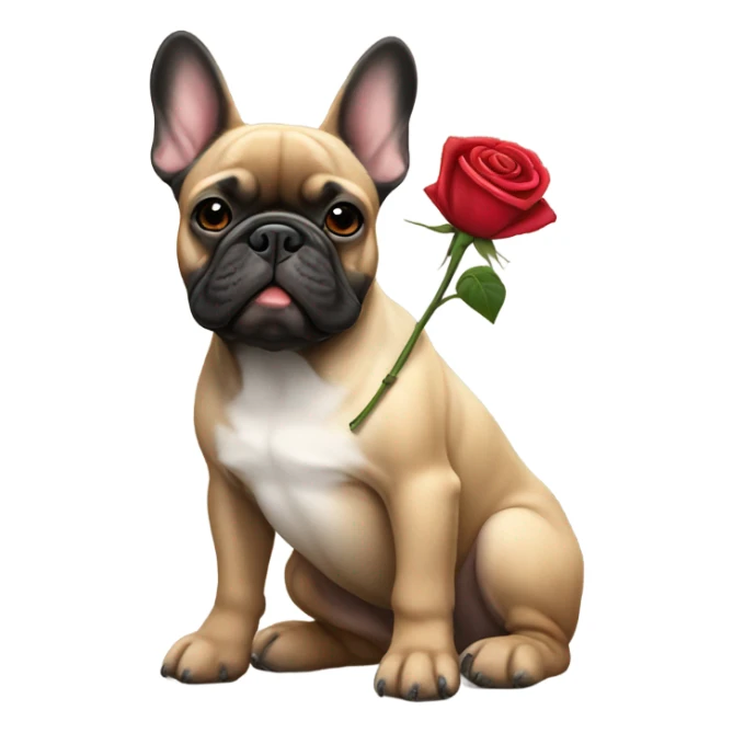 French bulldog black and tan with rose sticker