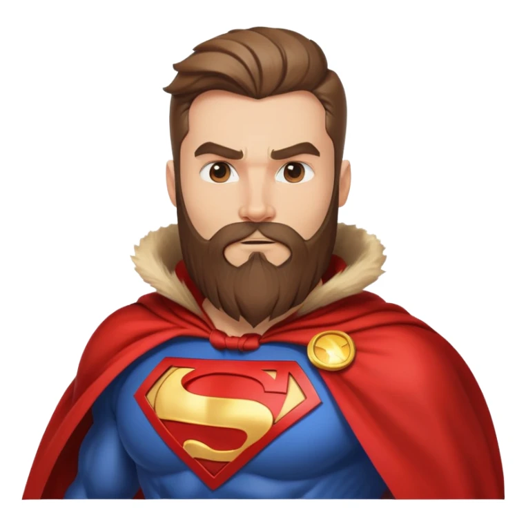 superhero with magnificent flowing beard, cape, mask, muscular sticker