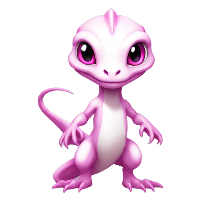 White, Chibi, White, Anthro-Sona-Lizard-Alien-Salazzle-Fakémon, with pink eyes, Full Body sticker