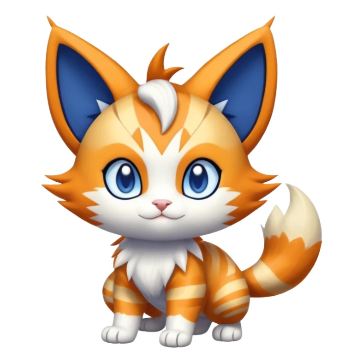 Shiny Cute Adorable Meowth-Litten-Meowstic-Hybrid-Creature with pattern-markings sticker