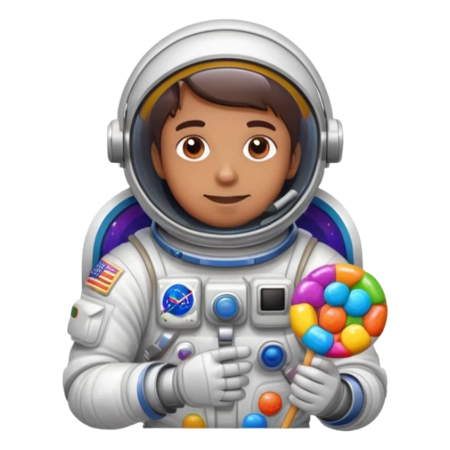 Cosmic astronaut holding a colorful candy, astro runtz sticker