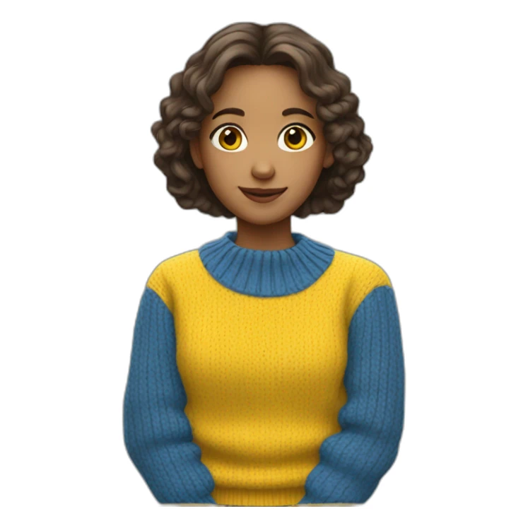 Girl in blue and yellow sweater sticker