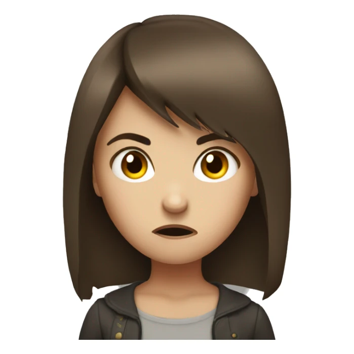 extremely angry girl with brown hair and a fringe sticker