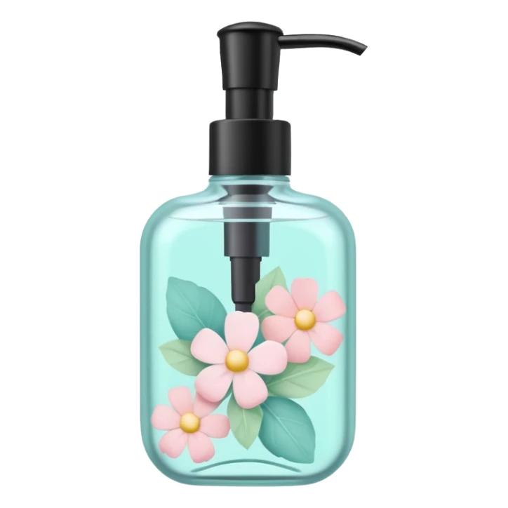 Pastel soap dispenser with pastel flower petals and pastel leaves  sticker