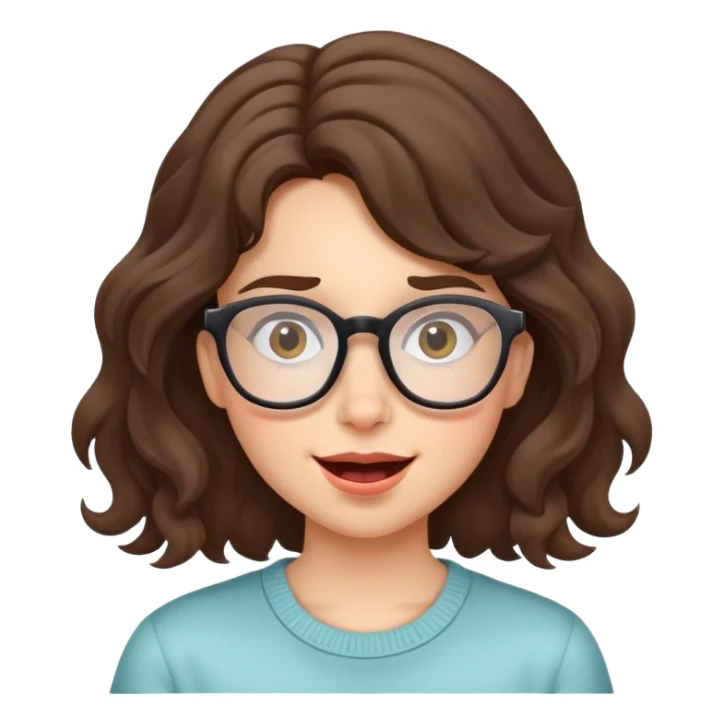 Girl brunette hair wavy with glasses with face silly  sticker
