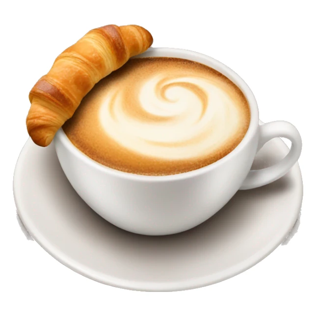 Cup of cappuccino with croissant sticker