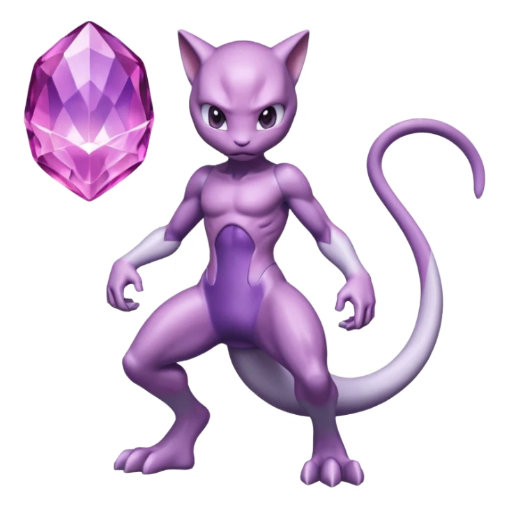 Pokemon legendary purple and pink crystal mewtwo sticker