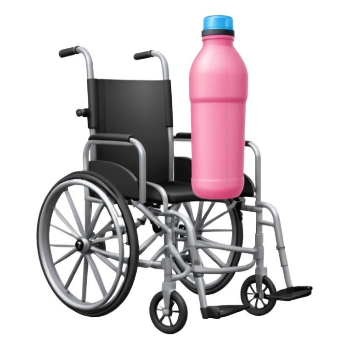 Pink water bottle sitting on a wheelchair with cars   sticker