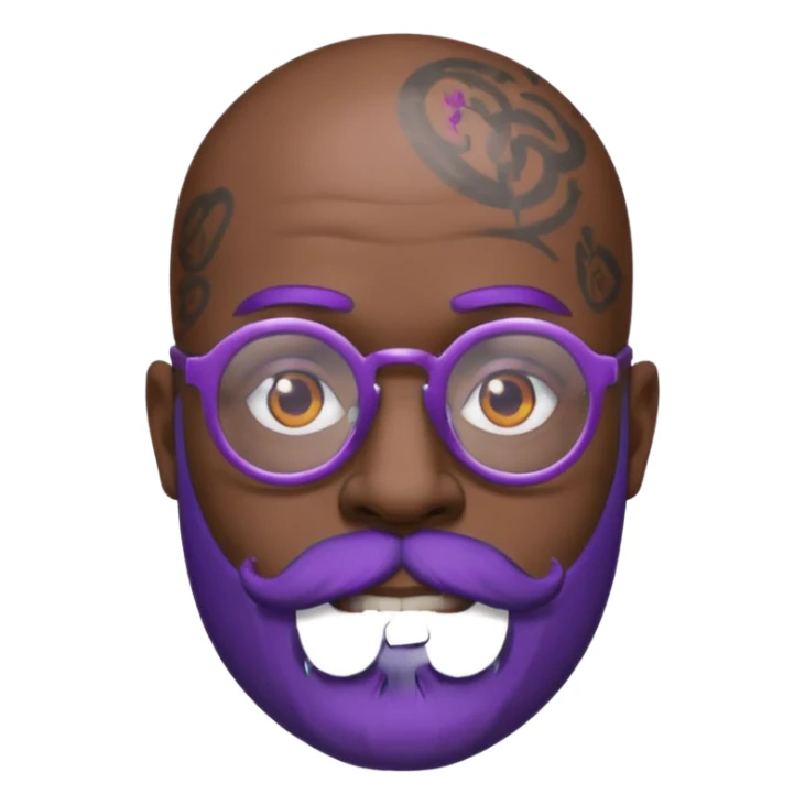 bald man with purple beard, glasses, and face tattoos sticker