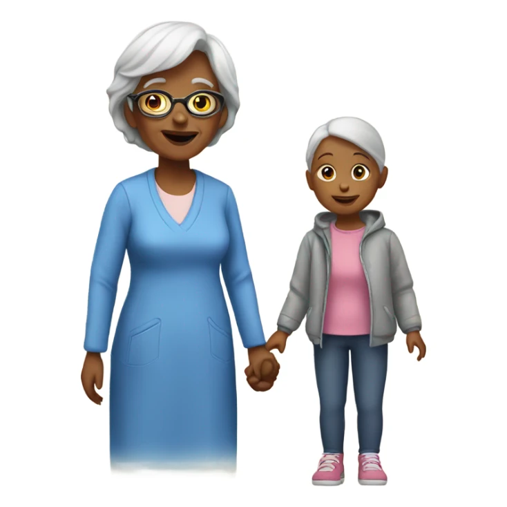 Grandmother with a girl sticker