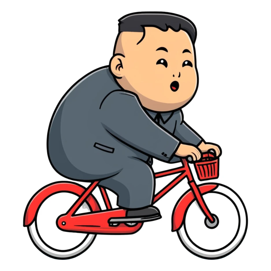Kim Jong Un riding a bicycle from side view sticker