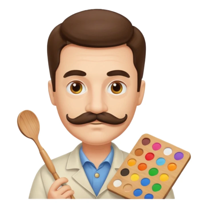 artist with a palette and a moustache sticker