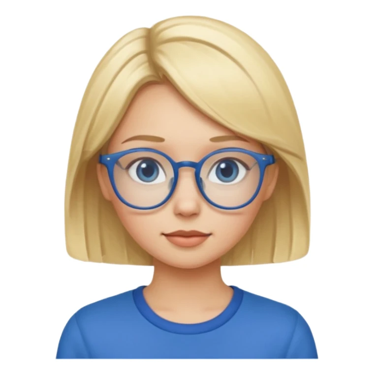 blond girl with eyeglass and blue outfit sticker